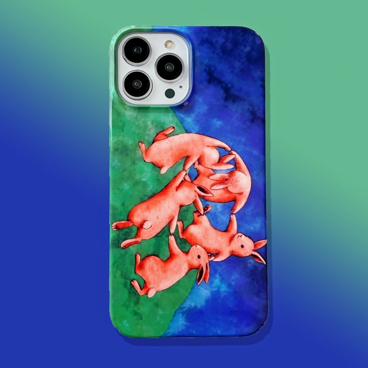 For iPhone 15 Cartoon Film Craft Hard PC Phone Case(Dancing Rabbit) by bashfashion