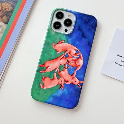 For iPhone 15 Cartoon Film Craft Hard PC Phone Case(Dancing Rabbit) by bashfashion