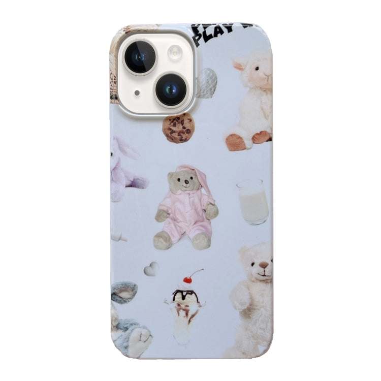 For iPhone 15 Cartoon Film Craft Hard PC Phone Case(Stuffed Bear) by bashfashion