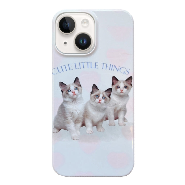 For iPhone 15 Cartoon Film Craft Hard PC Phone Case(Three Cute Cats) by bashfashion