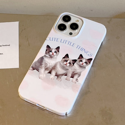 For iPhone 15 Cartoon Film Craft Hard PC Phone Case(Three Cute Cats) by bashfashion