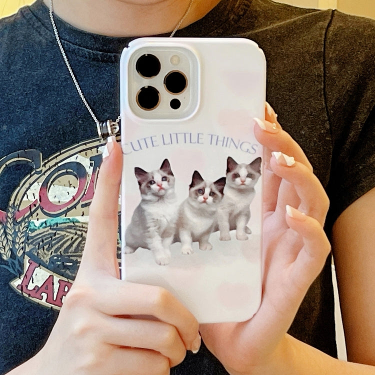 For iPhone 15 Cartoon Film Craft Hard PC Phone Case(Three Cute Cats) by bashfashion