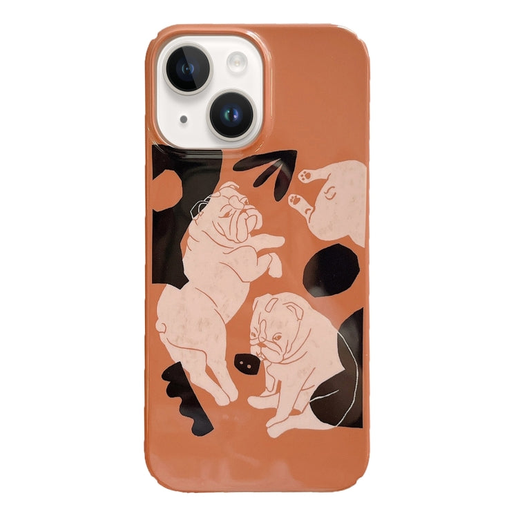 For iPhone 15 Plus Cartoon Film Craft Hard PC Phone Case(Bulldog) by bashfashion