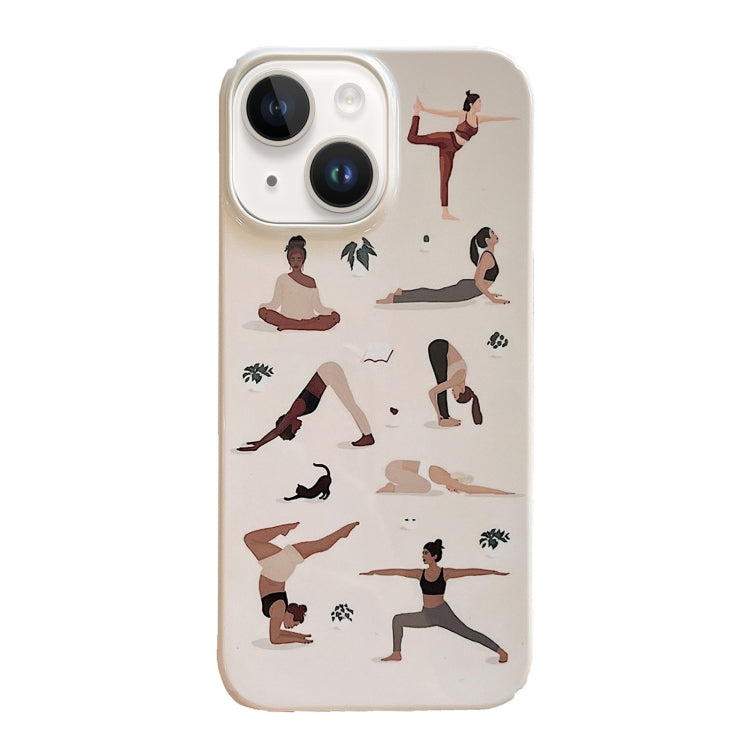 For iPhone 15 Plus Cartoon Film Craft Hard PC Phone Case(Yoga) by bashfashion