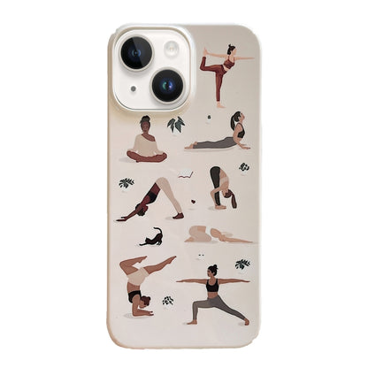 For iPhone 15 Plus Cartoon Film Craft Hard PC Phone Case(Yoga) by bashfashion
