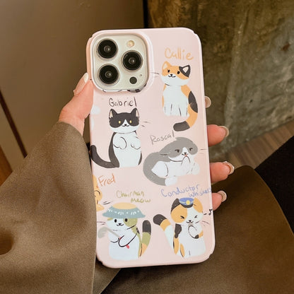 For iPhone 15 Plus Cartoon Film Craft Hard PC Phone Case(Cute Cats) by bashfashion