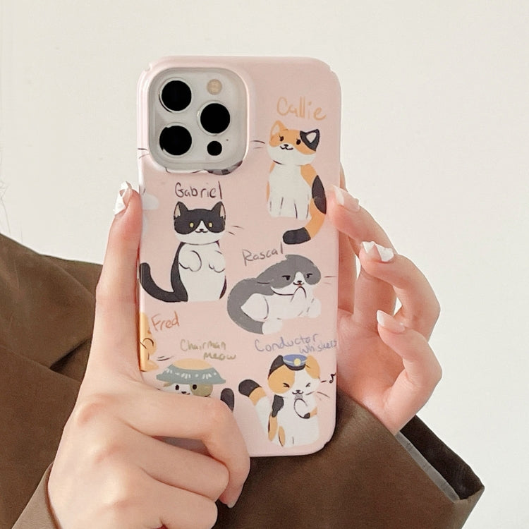 For iPhone 15 Plus Cartoon Film Craft Hard PC Phone Case(Cute Cats) by bashfashion