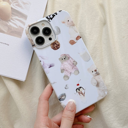 For iPhone 15 Plus Cartoon Film Craft Hard PC Phone Case(Stuffed Bear) by bashfashion