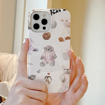 For iPhone 15 Plus Cartoon Film Craft Hard PC Phone Case(Stuffed Bear) by bashfashion