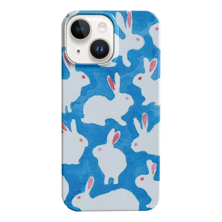 For iPhone 15 Plus Cartoon Film Craft Hard PC Phone Case(Graffiti Rabbit) by bashfashion