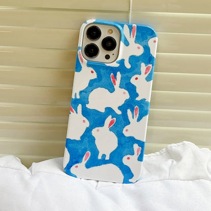 For iPhone 15 Plus Cartoon Film Craft Hard PC Phone Case(Graffiti Rabbit) by bashfashion