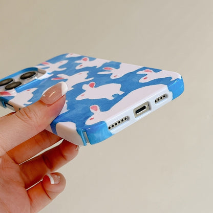 For iPhone 15 Plus Cartoon Film Craft Hard PC Phone Case(Graffiti Rabbit) by bashfashion