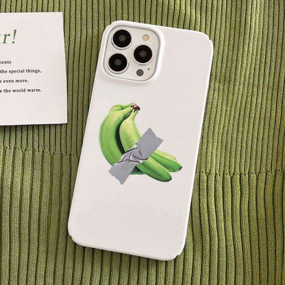 For iPhone 15 Pro Cartoon Film Craft Hard PC Phone Case(Banana) by bashfashion