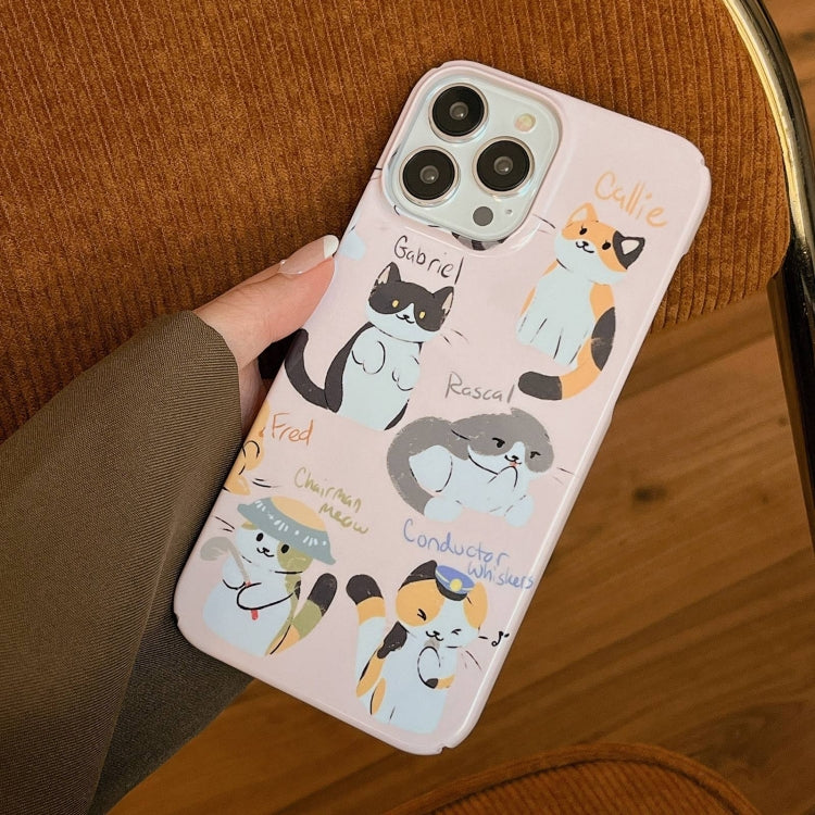 For iPhone 15 Pro Cartoon Film Craft Hard PC Phone Case(Cute Cats) by bashfashion