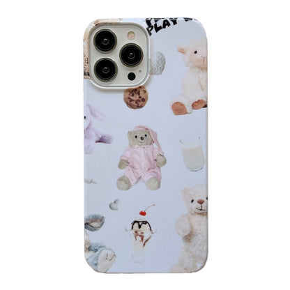 For iPhone 15 Pro Cartoon Film Craft Hard PC Phone Case(Stuffed Bear) by bashfashion