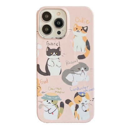 For iPhone 15 Pro Max Cartoon Film Craft Hard PC Phone Case(Cute Cats) by bashfashion