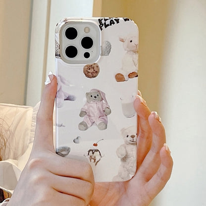 For iPhone 15 Pro Max Cartoon Film Craft Hard PC Phone Case(Stuffed Bear) by bashfashion