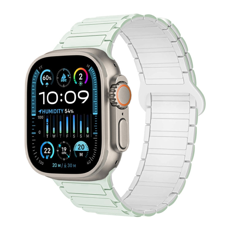 For Apple Watch Ultra 2 49mm I-Shaped Magnetic Silicone Watch Band(Mint White) by bashfashion