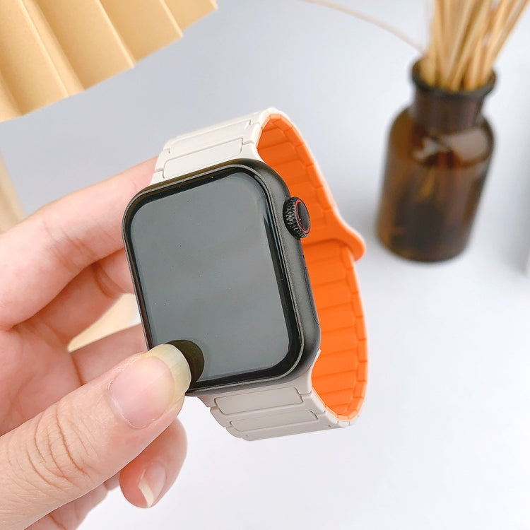 For Apple Watch Ultra 49mm I-Shaped Magnetic Silicone Watch Band(White Black) by bashfashion