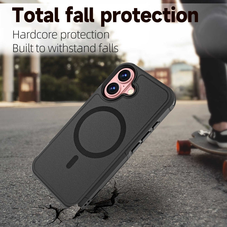 For iPhone 16 RedPepper Armor Magsafe PC Hybrid TPU Phone Case(Black) by RedPepper