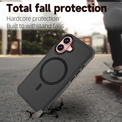 For iPhone 16 RedPepper Armor Magsafe PC Hybrid TPU Phone Case(Black) by RedPepper