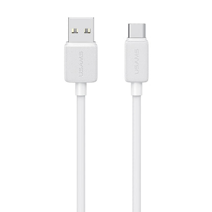 USAMS US-SJ688 USB to USB-C / Type-C 3A Striped Fast Charge Data Cable, Length:1m(White) by USAMS