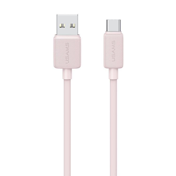 USAMS US-SJ698 USB to USB-C / Type-C 3A Striped Fast Charge Data Cable, Length:3m(Pink) by USAMS