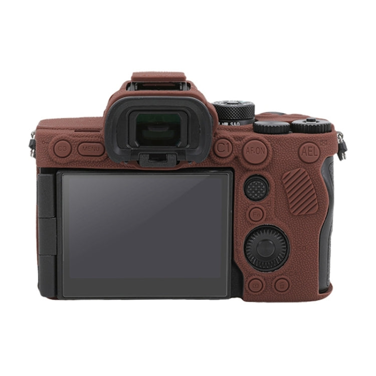 For Sony ILCE7RM5 / A7R5 Litchi Texture Soft Silicone Protective Case(Coffee) by bashfashion