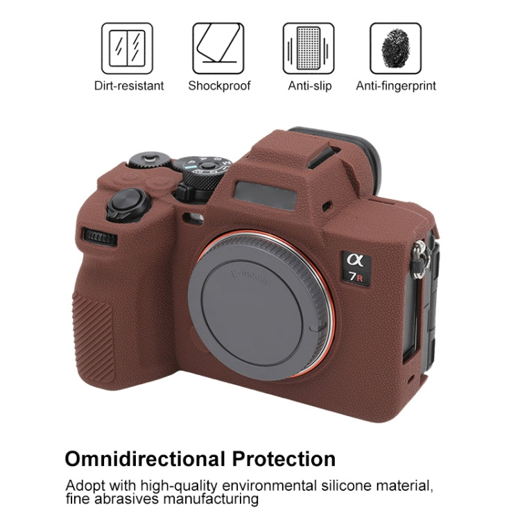 For Sony ILCE7RM5 / A7R5 Litchi Texture Soft Silicone Protective Case(Coffee) by bashfashion