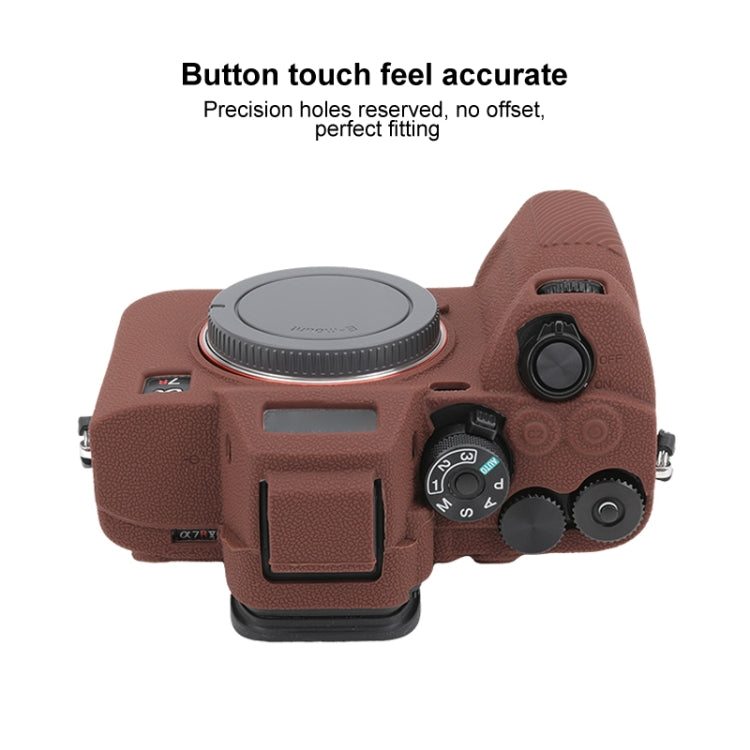 For Sony ILCE7RM5 / A7R5 Litchi Texture Soft Silicone Protective Case(Coffee) by bashfashion