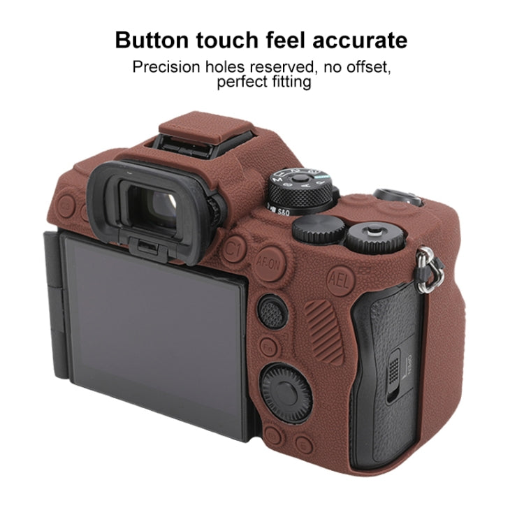 For Sony ILCE7RM5 / A7R5 Litchi Texture Soft Silicone Protective Case(Coffee) by bashfashion