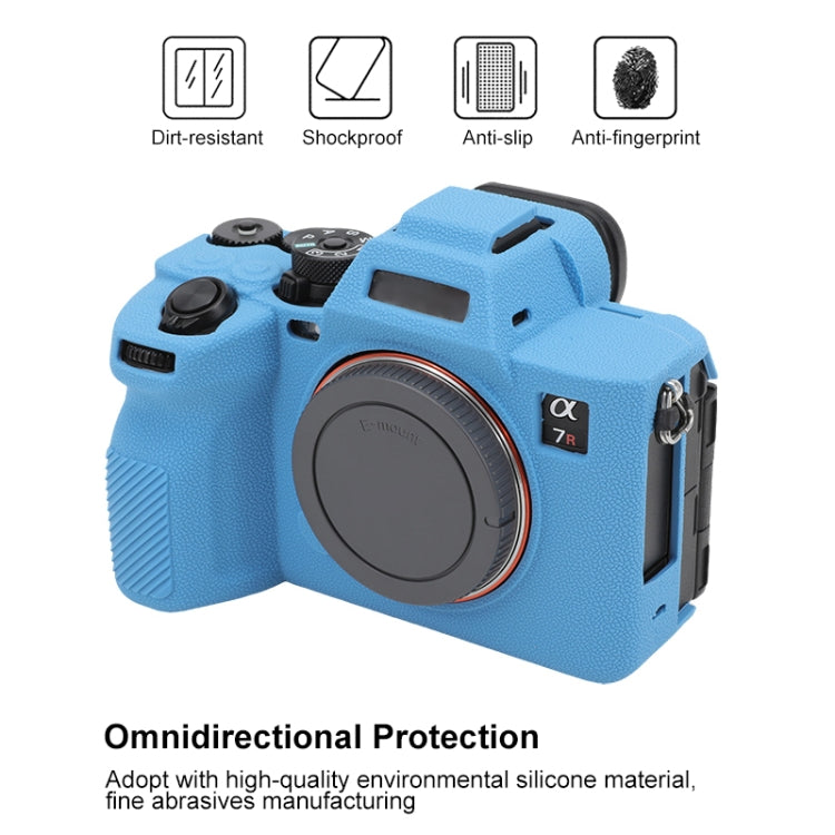 For Sony ILCE7RM5 / A7R5 Litchi Texture Soft Silicone Protective Case(Blue) by bashfashion