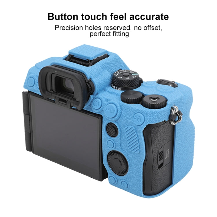 For Sony ILCE7RM5 / A7R5 Litchi Texture Soft Silicone Protective Case(Blue) by bashfashion