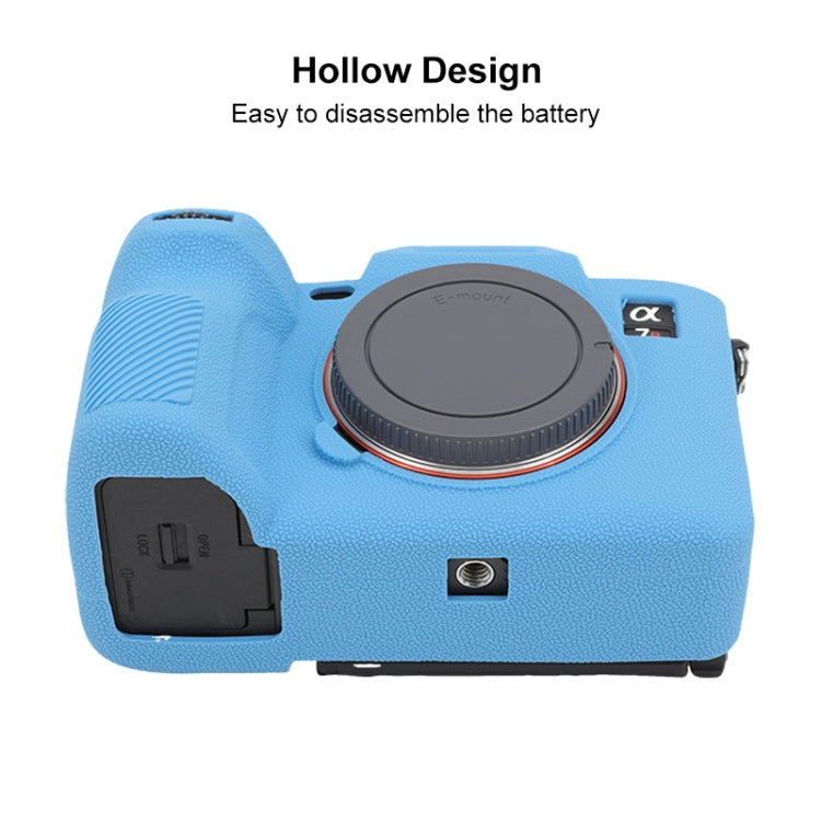 For Sony ILCE7RM5 / A7R5 Litchi Texture Soft Silicone Protective Case(Blue) by bashfashion