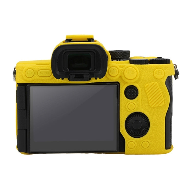 For Sony ILCE7RM5 / A7R5 Litchi Texture Soft Silicone Protective Case(Yellow) by bashfashion