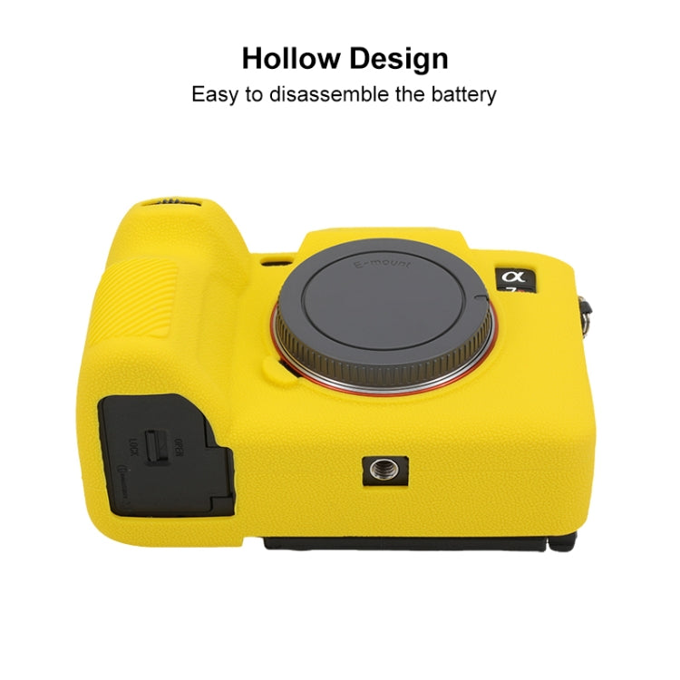 For Sony ILCE7RM5 / A7R5 Litchi Texture Soft Silicone Protective Case(Yellow) by bashfashion