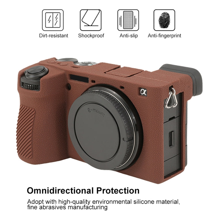 For Sony ILCE-6700 / A6700 Litchi Texture Soft Silicone Protective Case(Coffee) by bashfashion
