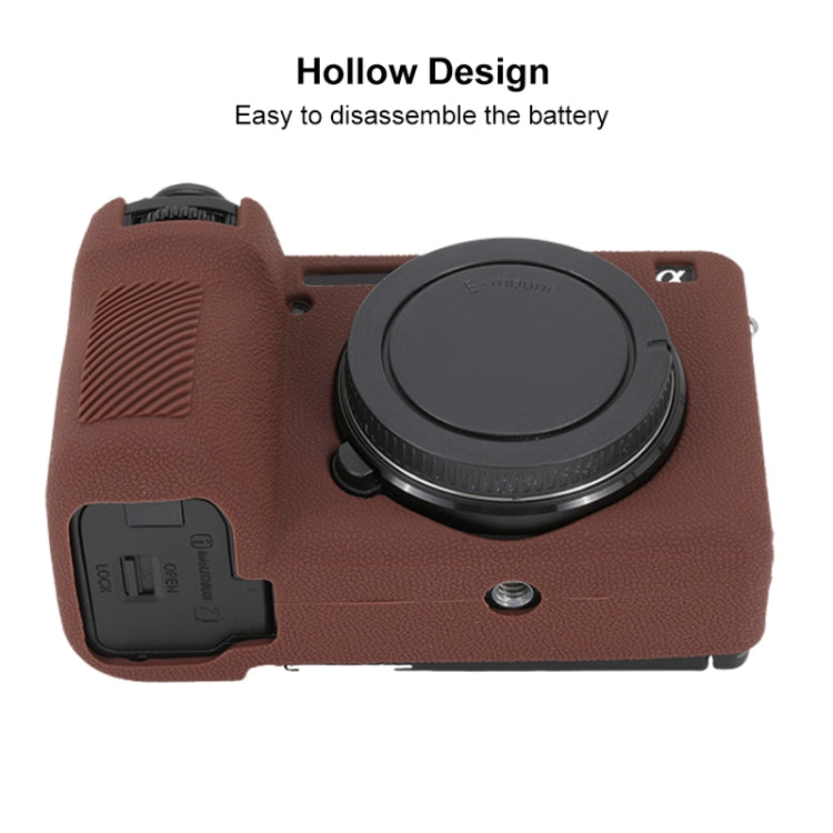 For Sony ILCE-6700 / A6700 Litchi Texture Soft Silicone Protective Case(Coffee) by bashfashion