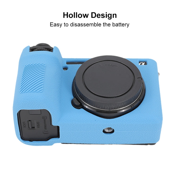 For Sony ILCE-6700 / A6700 Litchi Texture Soft Silicone Protective Case(Blue) by bashfashion