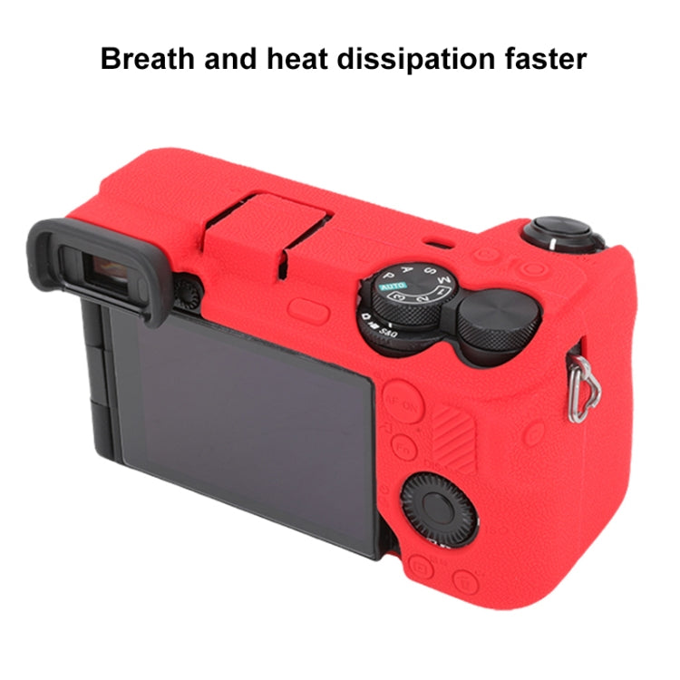 For Sony ILCE-6700 / A6700 Litchi Texture Soft Silicone Protective Case(Red) by bashfashion