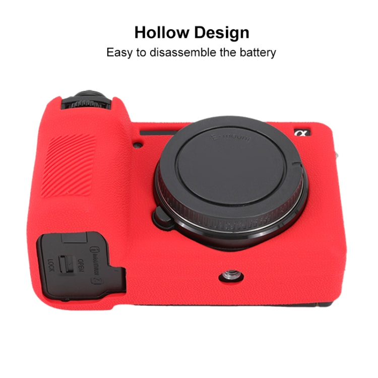 For Sony ILCE-6700 / A6700 Litchi Texture Soft Silicone Protective Case(Red) by bashfashion