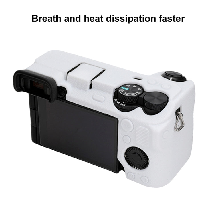 For Sony ILCE-6700 / A6700 Litchi Texture Soft Silicone Protective Case(White) by bashfashion