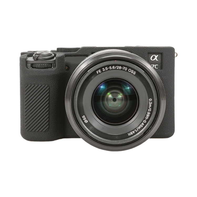 For Sony ILCE-7CM2 / A7C II / A7CR Litchi Texture Soft Silicone Protective Case(Black) by bashfashion