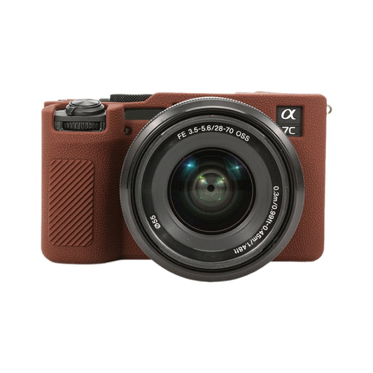 For Sony ILCE-7CM2 / A7C II / A7CR Litchi Texture Soft Silicone Protective Case(Coffee) by bashfashion