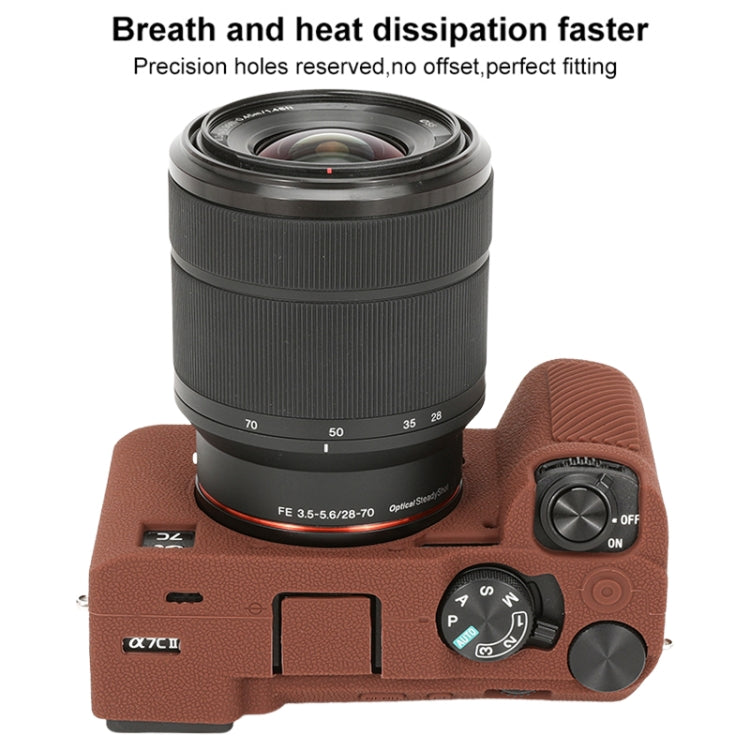 For Sony ILCE-7CM2 / A7C II / A7CR Litchi Texture Soft Silicone Protective Case(Coffee) by bashfashion