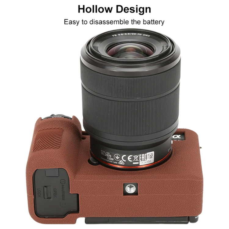 For Sony ILCE-7CM2 / A7C II / A7CR Litchi Texture Soft Silicone Protective Case(Coffee) by bashfashion