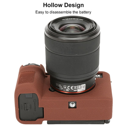 For Sony ILCE-7CM2 / A7C II / A7CR Litchi Texture Soft Silicone Protective Case(Coffee) by bashfashion