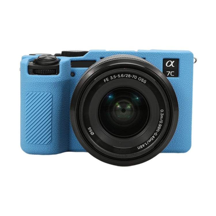 For Sony ILCE-7CM2 / A7C II / A7CR Litchi Texture Soft Silicone Protective Case(Blue) by bashfashion