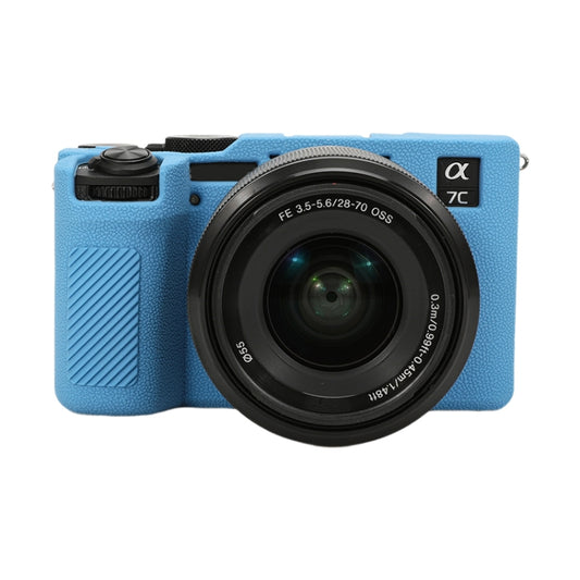 For Sony ILCE-7CM2 / A7C II / A7CR Litchi Texture Soft Silicone Protective Case(Blue) by bashfashion
