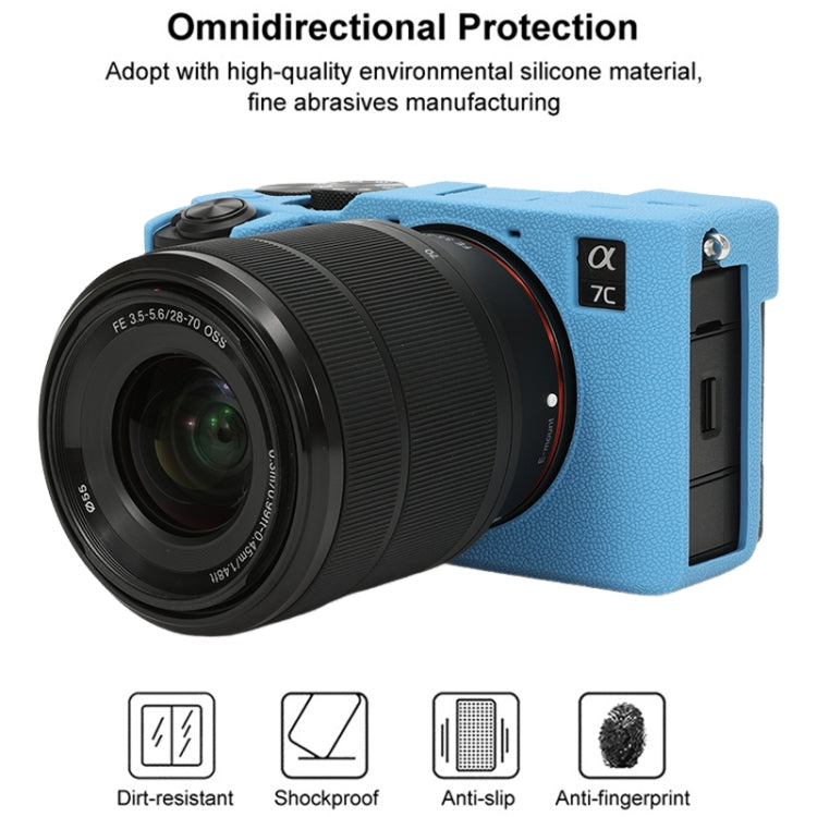 For Sony ILCE-7CM2 / A7C II / A7CR Litchi Texture Soft Silicone Protective Case(Blue) by bashfashion